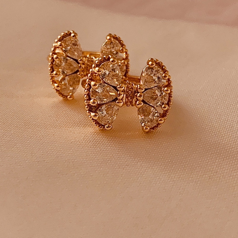 18k Gold Plated Bow Hoop Earring With Cubic Zirconia